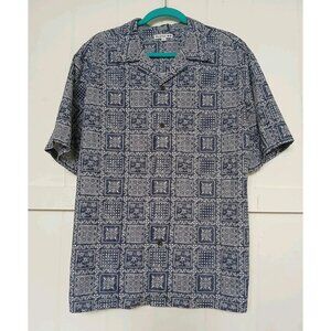 Reyn Spooner × Uniqlo Reverse Print Hawaiian Aloha Shirt Mens L Blue Cotton
